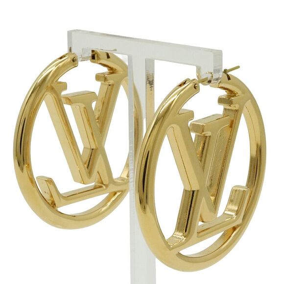 Louis Vuitton Louise Hoop Earrings Gold - Picture 1 of 6